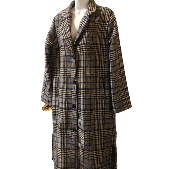 Coco + Carmen Metro plaid trench coat size S/M - Picture 6 of 9